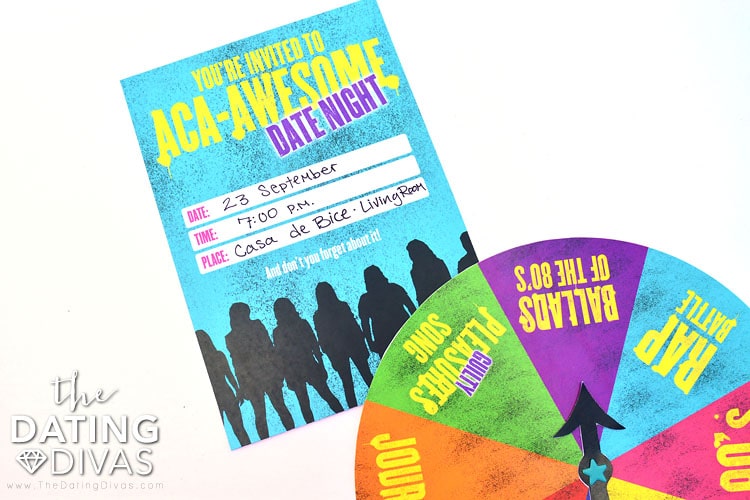 Adorable invite and game for a Pitch Perfect Date Night.