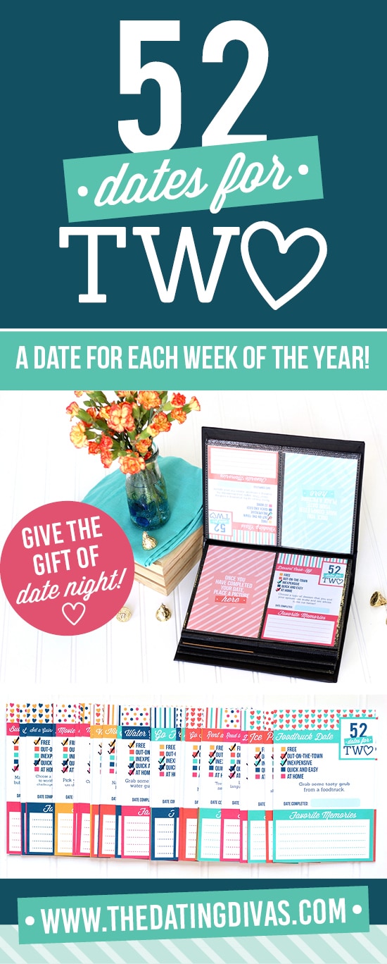 In LOVE with this 52 Weekly Dates Night Ideas printable! There are 52 date night cards to plan dates for a whole year. #TheDatingDivas #WeeklyDateNight 