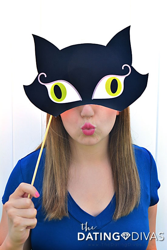 Black Cat photo booth props for Halloween.