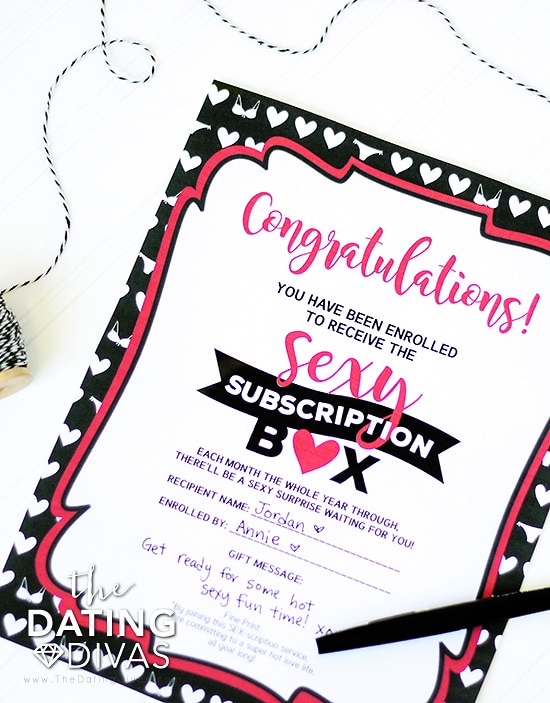 Sexy Subscription Box Enrollment Letter