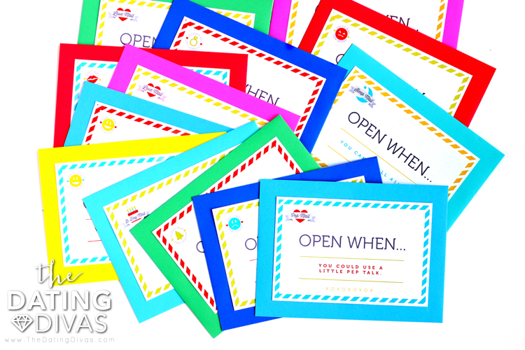 Several colorful envelopes of Open When Cards |The Dating Divas