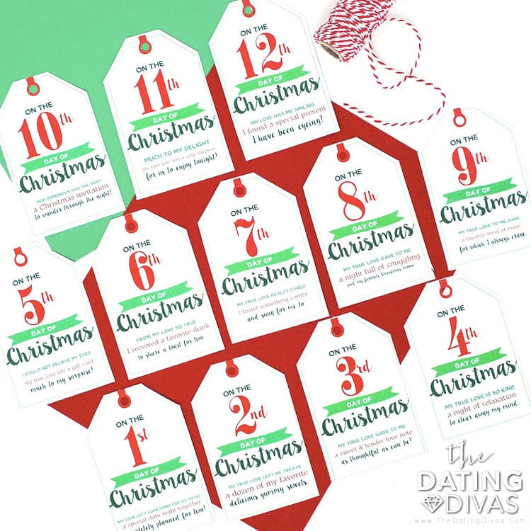 12 Days of Christmas Gift Tags Printable 12 Days of Christmas Gifts Secret  Santa Gift Neighbor, Friend, Teacher Christmas Gift Tags 