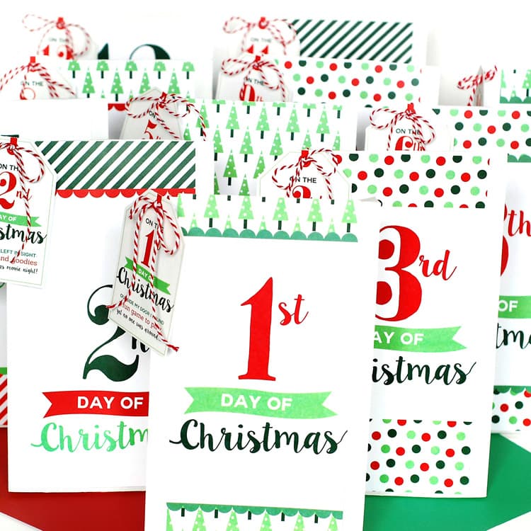 12 Days of Christmas Gift Tags Printable 12 Days of Christmas Gifts Secret  Santa Gift Neighbor, Friend, Teacher Christmas Gift Tags 