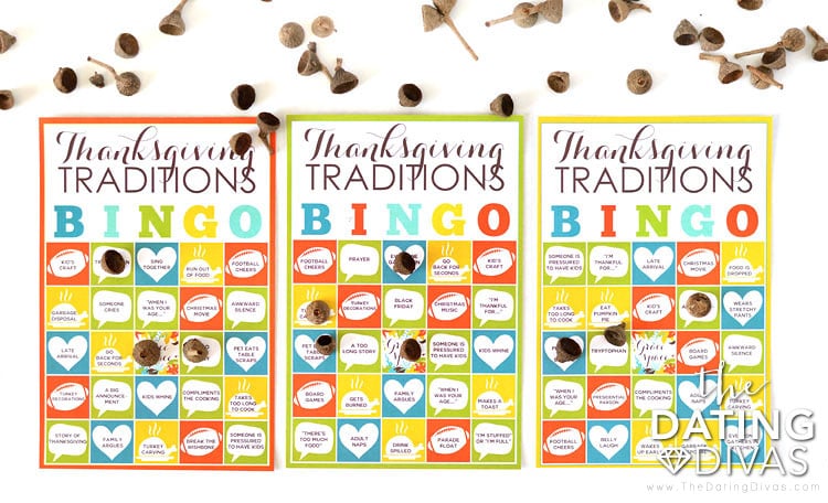 Funny Thanksgiving Traditions Bingo Card Game