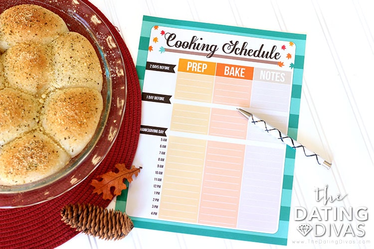 Thanksgiving Cooking Schedule