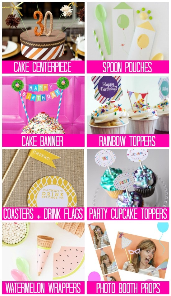 Printable Birthday Party Supplies 