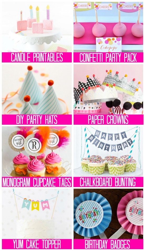 Party Supply Printables Birthday