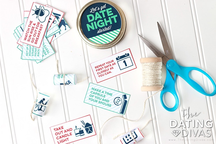 Date Night Ideas Jar + Printables from Somewhat Simple