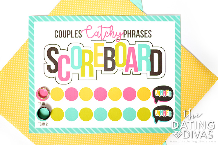 Couples Catchy Phrases Party Game Scoreboard