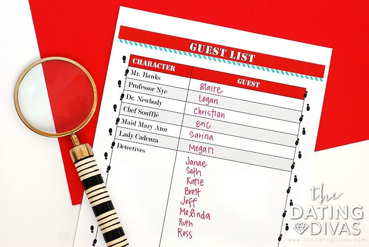 Mystery Detective Game Guest List