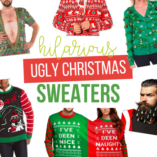 hairy chest christmas sweater with ornaments