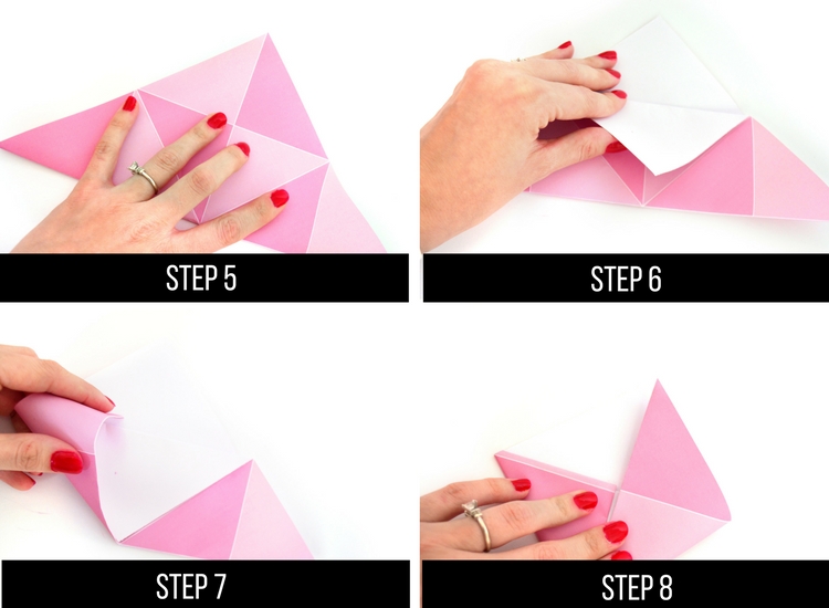 Origami steps for Valentine's Day.