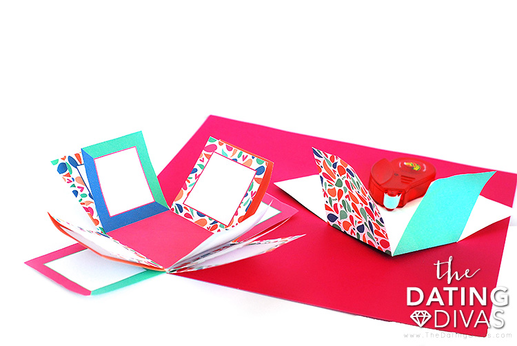 Folding step of a DIY picture box gift.  | The Dating Divas