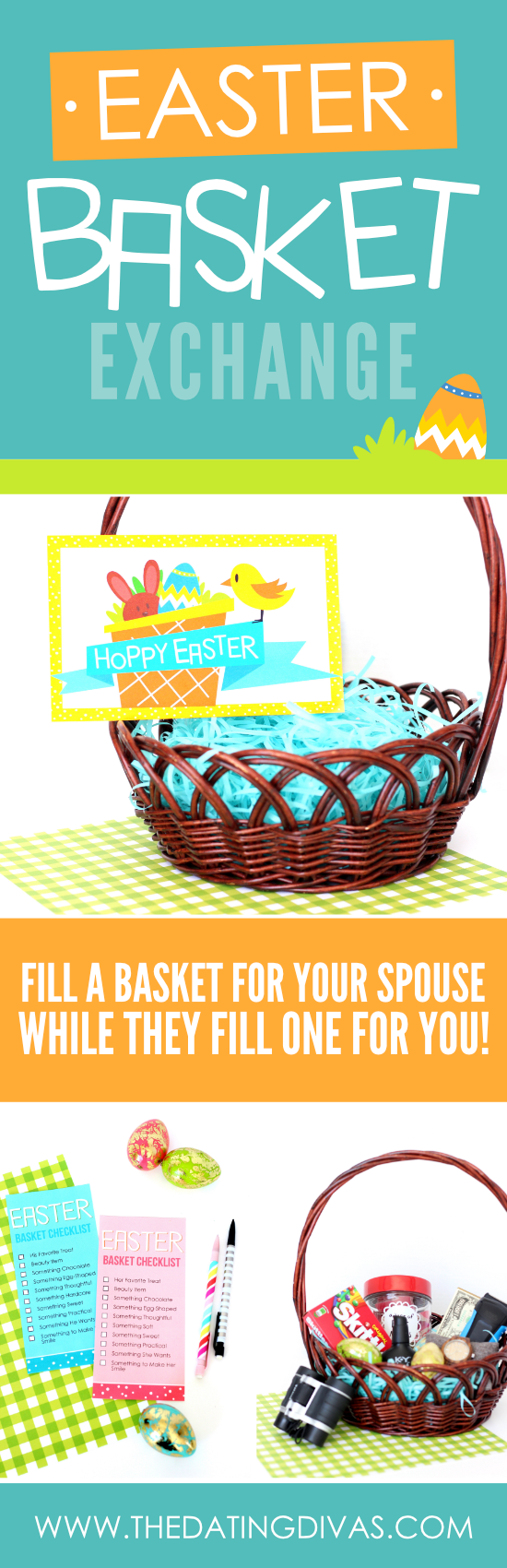 Fill an Easter Basket for your spouse, while they fill one for you! #EasterBasketIdeas #EasterBasketForAdults