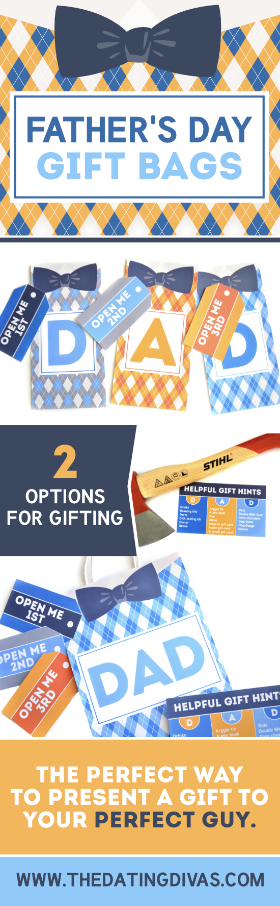 These are the cutest Father's Day Gift Bags from thedatingdivascom.bigscoots-staging.com! I can't wait to spoil the man who made me Mom! #FathersDayGifts #FathersDayGiftBags #FathersDayGiftIdeas #TheDatingDivas