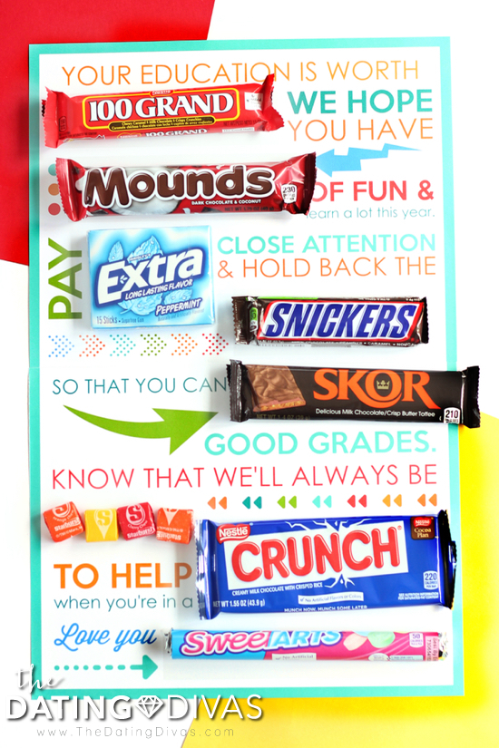 Back to School Candy Gram Note