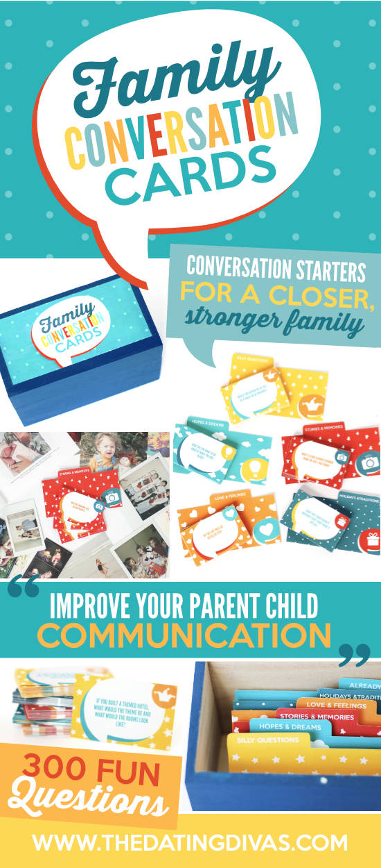 300 conversation topics of fun family questions & prompts to start talking together. Make a new family tradition of getting to know each other better! #kidsconversationtopics #funfamilyquestions #parentchildcommunication