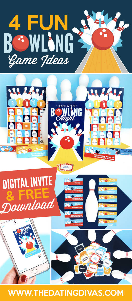 4 totally fun bowling games for you to try the next time you head to the alley. Each of these uniquely fun bowling ideas have gorgeous free printables all ready for you to just print and play including Bowling Bingo, Crazy Bowling, Truth or Dare Bowling and more! #funbowlingideas #funbowlinggames #bowlinggames #crazybowling #bowlingbingo #bowlingideas #datingdivas 