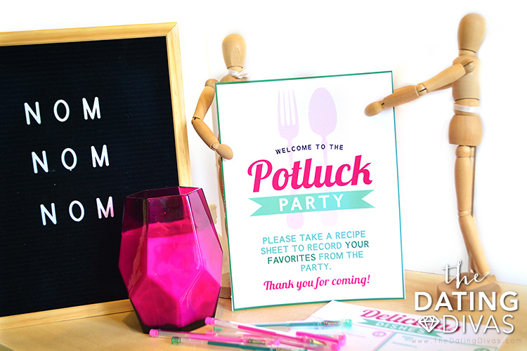 Potluck Ideas Welcome Sign and Recipe Catcher