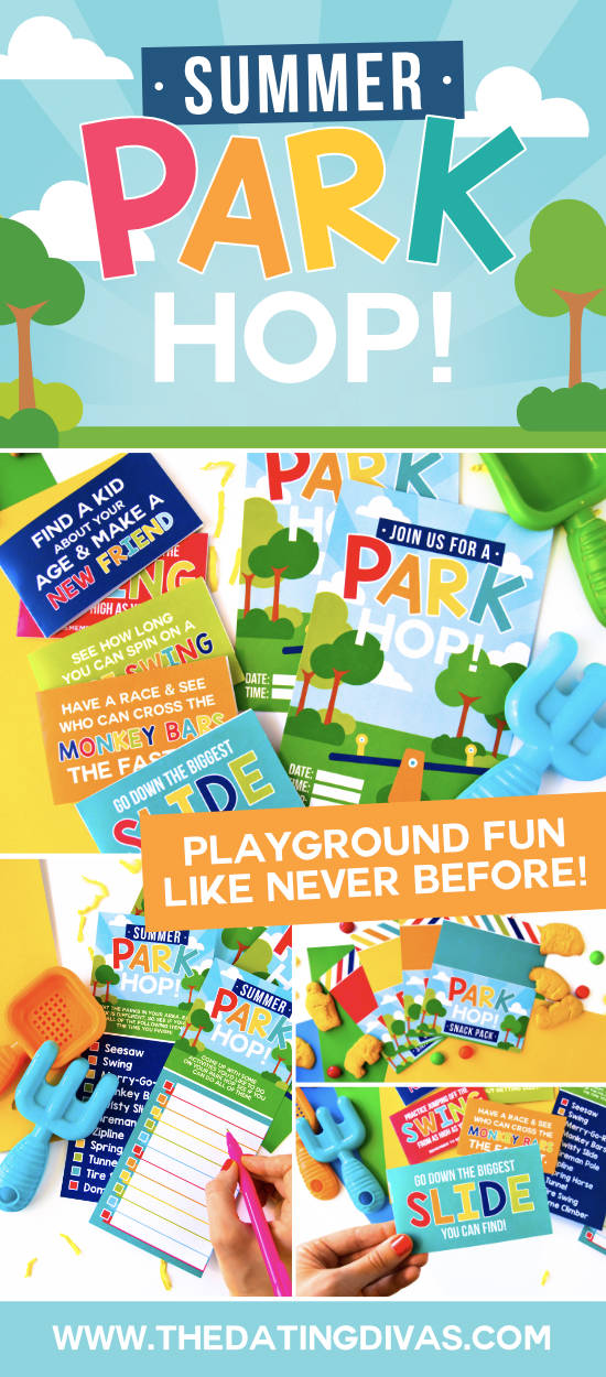 The kids will never be bored outdoors again! Summer Park Hop playground game ideas that will keep everyone busy for hours. #playgroundgames #funactivitiesforkids #partyinthepark #thedatingdivas