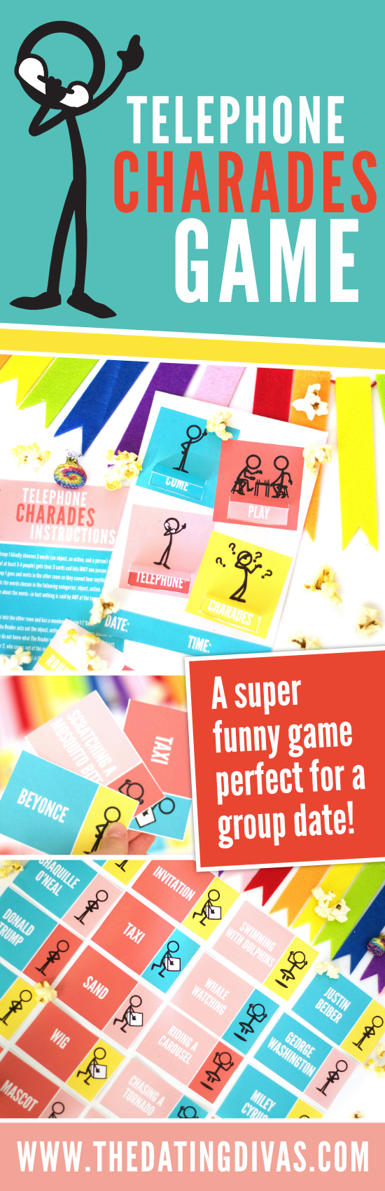 This is a great idea, it will make for a hilarious group game night!! Telephone charades is so much fun, we will all be rolling on the floor laughing! #gamenight #charadesideas #partygames #telephonecharades