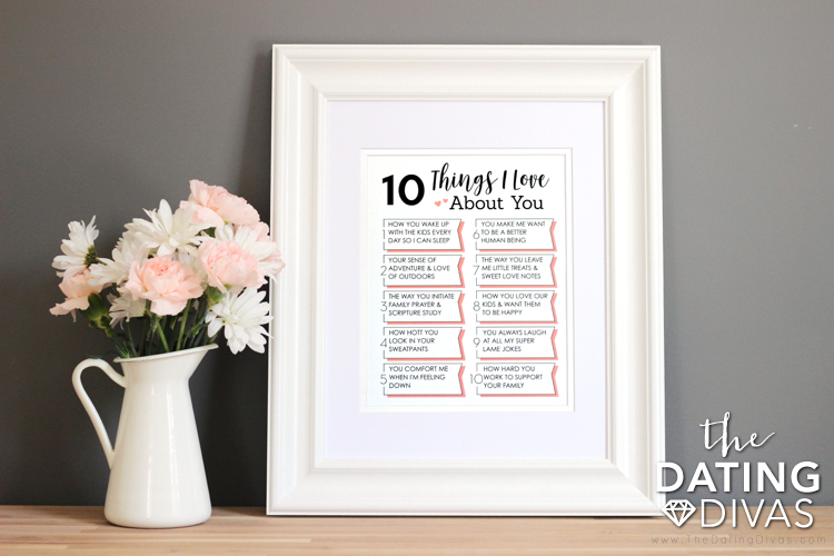 10 Things I Love About You Wall Art for Couples