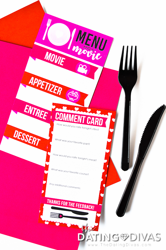 Romance Movie Date Menu