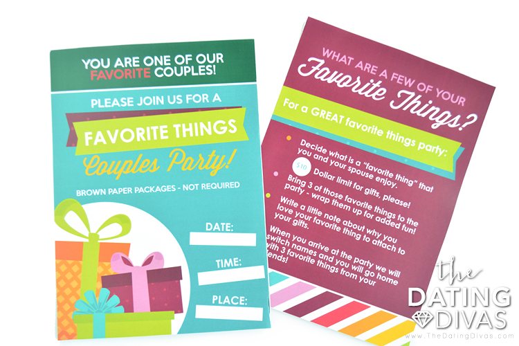 Couples Favorite Things Party Invite and Instructions