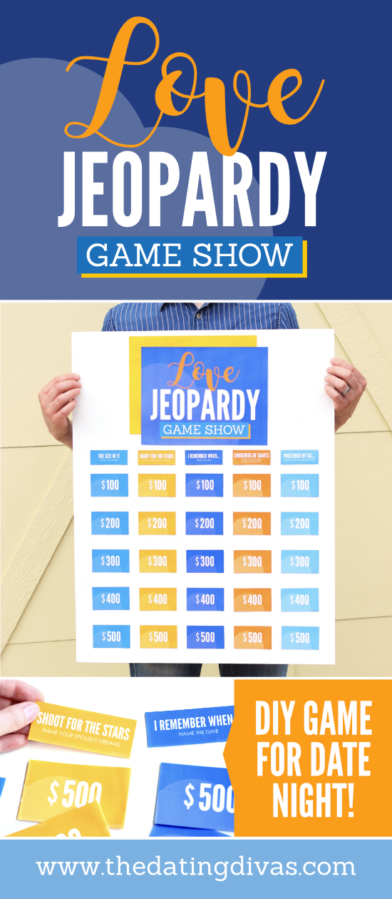 LOVE Jeopardy Game Show!! So fun! Can't wait to do this fun and easy date night idea! #DIYJeopardy #DateNightIdea #TheDatingDivas