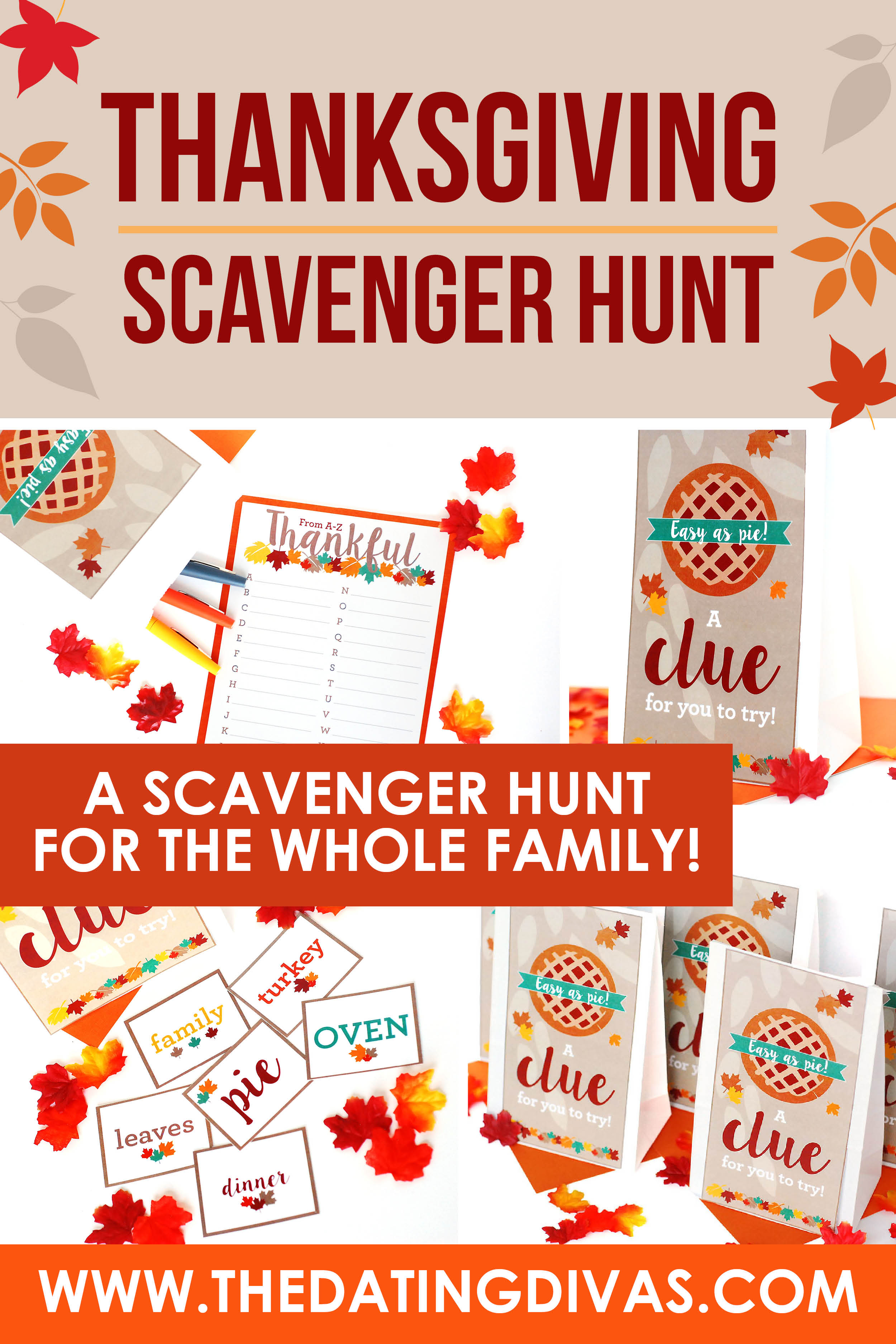 So many cute Thanksgiving Scavenger Hunt ideas that are perfect for young and old alike!! Looks like so much fun! #thedatingdivas #thanksgivingscavengerhunt #thanksgivingriddlesforadults #thanksgivingtreasurehunt