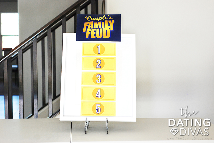 The set up for an at-home Family Feud game | The Dating Divas