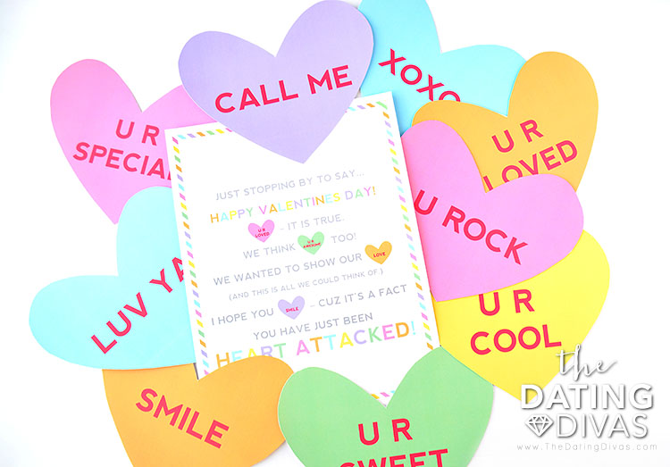 Free Conversation Heart Attack Printable - A girl and a glue gun