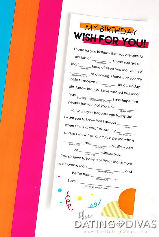 Birthday Mad Libs