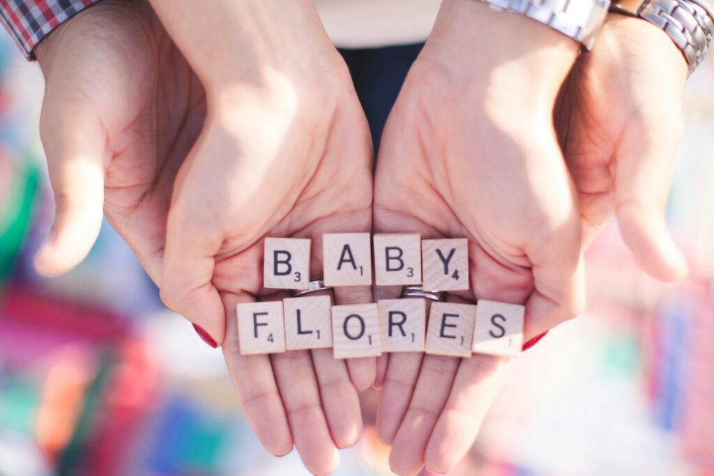 Scrabble Tiles Announcing Baby Name