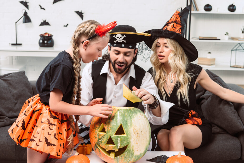 Family dressed in costume 