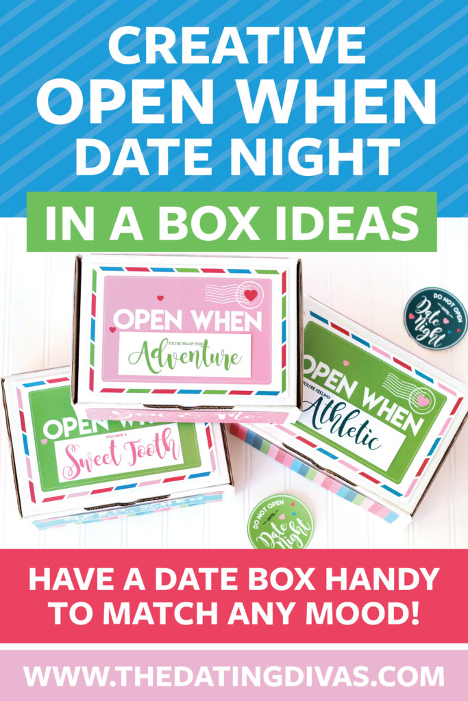 I LOVE this Open When Date in a Box idea! The perfect gift idea for my anniversary! Planned dates for the whole year all ready to go! #dateinabox #easydateideas