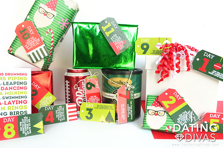 12 days of Christmas wrapping materials for romantic gifts for him.