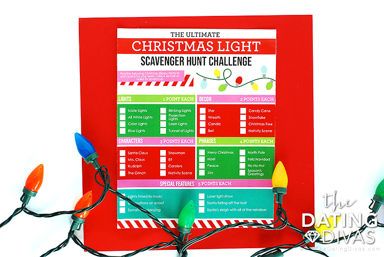 Free Christmas Lights Scavenger Hunt Ideas Printable List