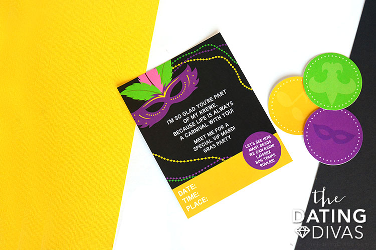 A Mardi Gras party invitation.