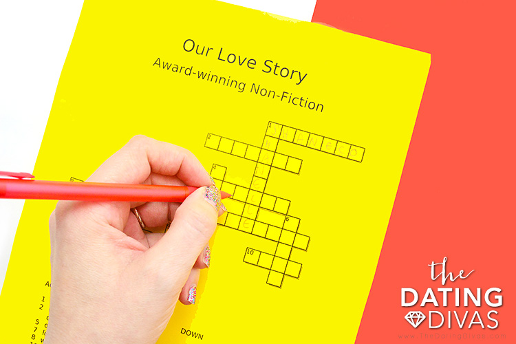 A printed page from a crossword puzzle maker | The Dating Divas