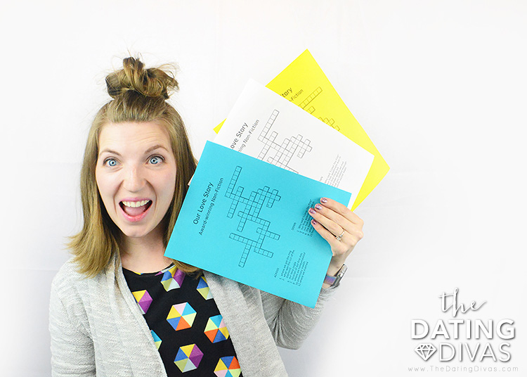 A girl holding printouts from a crossword puzzle maker | The Dating Divas