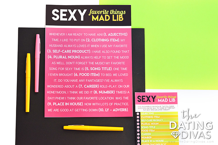 Sexy Mad Libs Activity for Girl's Night