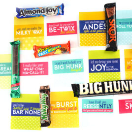 Sexy puns for different candy bars.