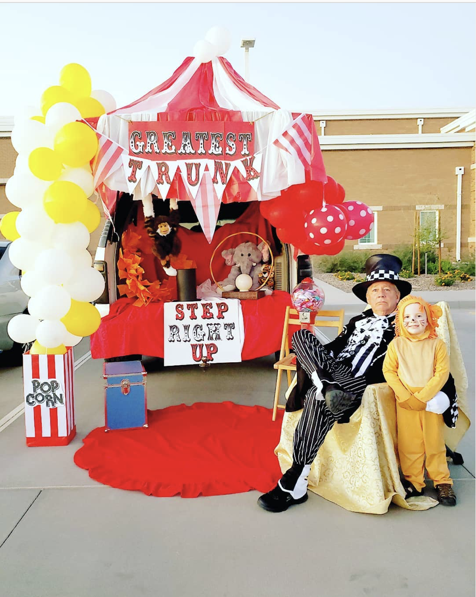 Trunk Decorated as a Circus Tent - a great Trunk or Treat Idea | The Dating Divas