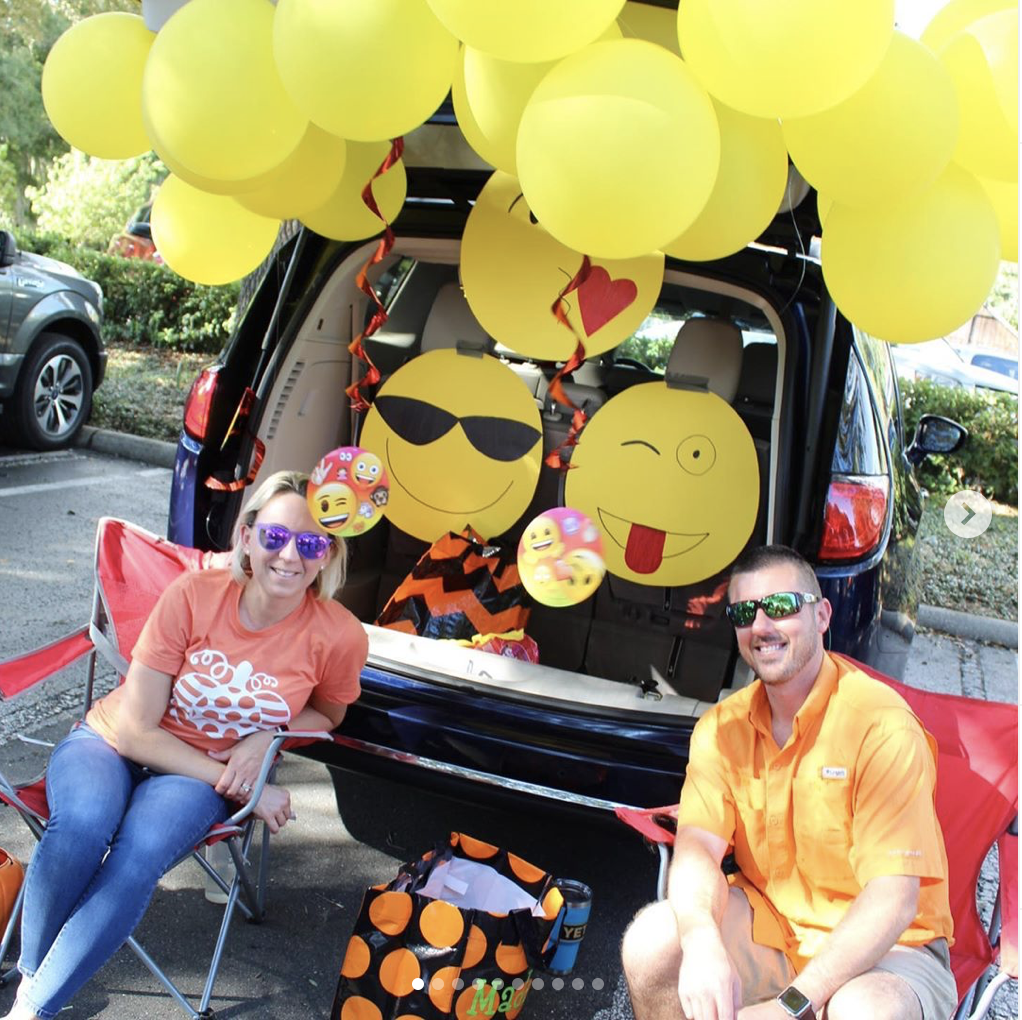 Trunk decorating for a Trunk or Treat Halloween Event themed with Emoji | The Dating Divas