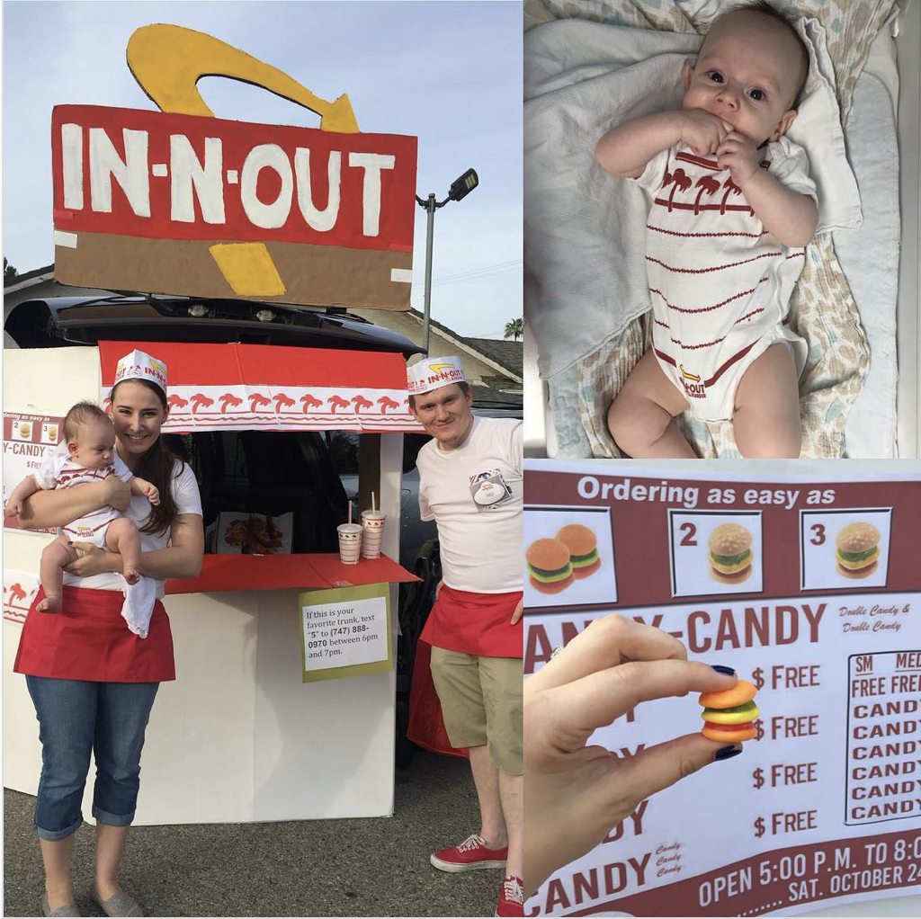 Trunk decorated as an In-n-Out restaurant for a Trunk or Treat event | The Dating Divas