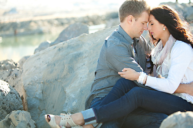 Couple in Shirt and Dress Sitting and Posing · Free Stock Photo