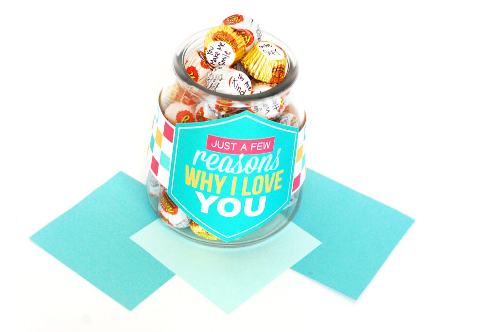 Reese's in a jar labeled "Reasons Why I Love You" | The Dating Divas
