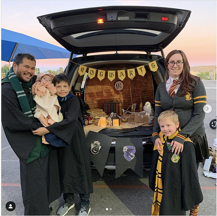 Trunk decorated with a theme for the movie Harry Potter. This is a great trunk or treat idea | The Dating Divas