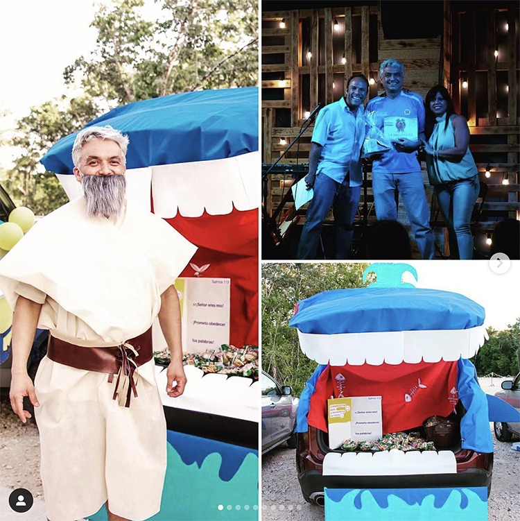 A trunk decorated as a whale. A man dressed as Jonah gives out the candy. This is a fun trunk or treat theme for church. | The Dating Divas